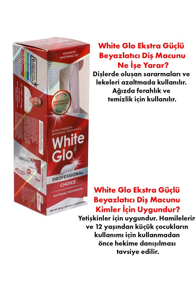 Ekstra Güçlü Beyazlatıcı Diş Macunu 150 g Set | Diş Fırçası & Esnek Diş Kürdanı Dahil