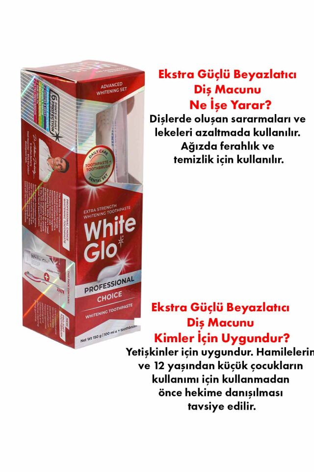 Ekstra Güçlü Beyazlatıcı Diş Macunu 150 g Set | Diş Fırçası & Esnek Diş Kürdanı Dahil