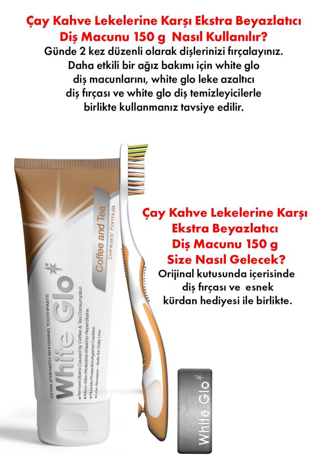 Çay Kahve Lekelerine Karşı Ekstra Beyazlatıcı Diş Macunu 150 g Set Diş Fırçası & Kürdan Dahil