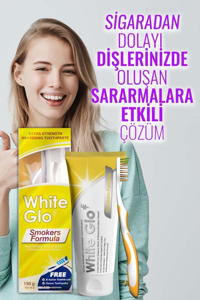 Sigara Lekelerine Karşı Ekstra Beyazlatıcı Diş Macunu 150 g Set Fırça & Esnek Kürdan Dahil