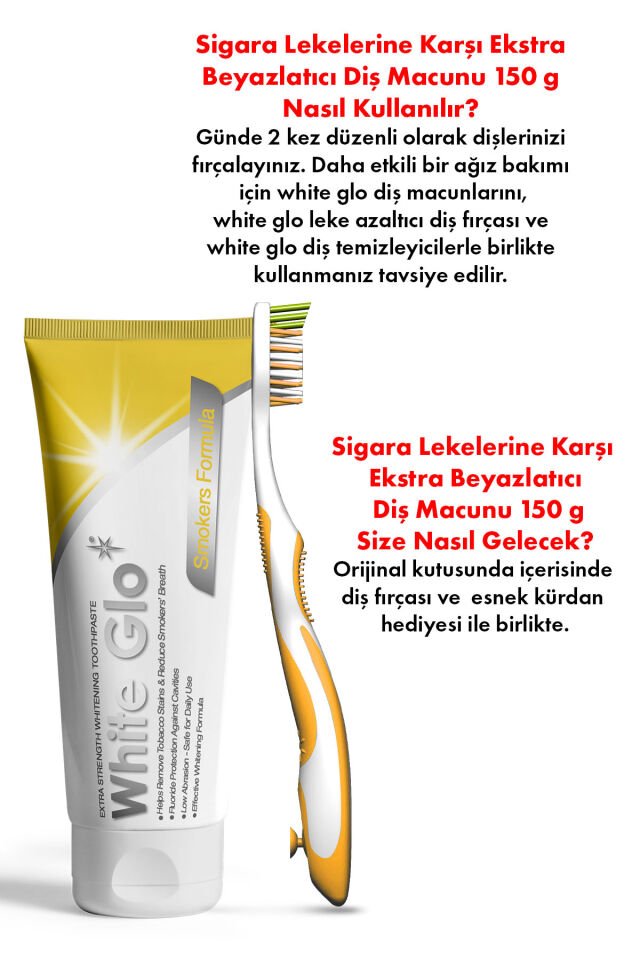 Sigara Lekelerine Karşı Ekstra Beyazlatıcı Diş Macunu 150 g Set Fırça & Esnek Kürdan Dahil