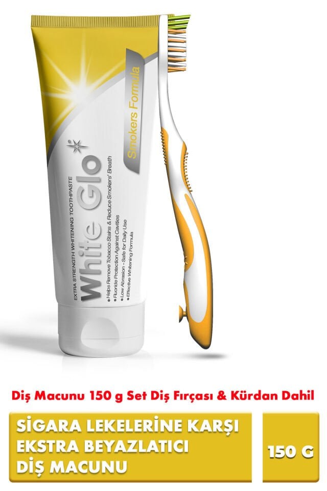 Sigara Lekelerine Karşı Ekstra Beyazlatıcı Diş Macunu 150 g Set Fırça & Esnek Kürdan Dahil
