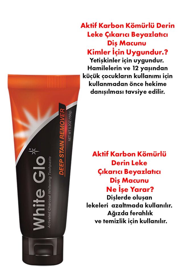Aktif Karbon Kömürlü Derin Leke Çıkarıcı Beyazlatıcı Diş Macunu 150 G Set Fırça & Esnek Kürdan Dahil