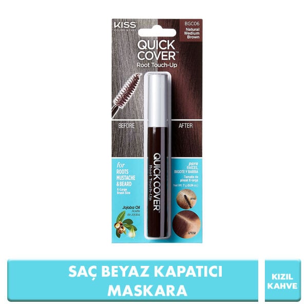 Quick Cover Beyaz Saç Kapatıcısı  Maskara Kızıl Kahverengi 7g