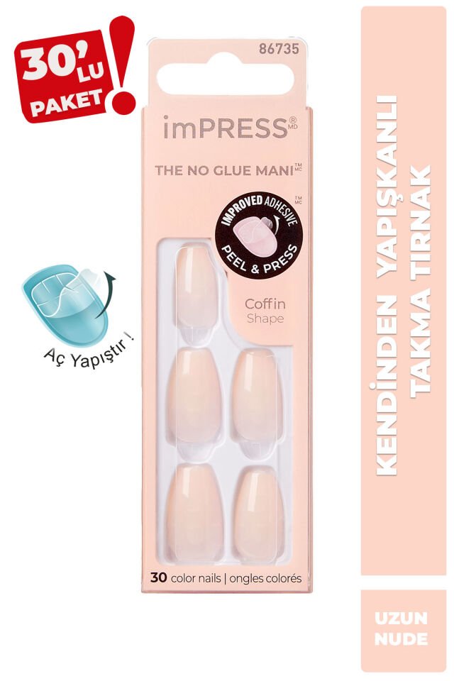 Kendinden Yapışkanlı Takma Tırnak Uzun Nude