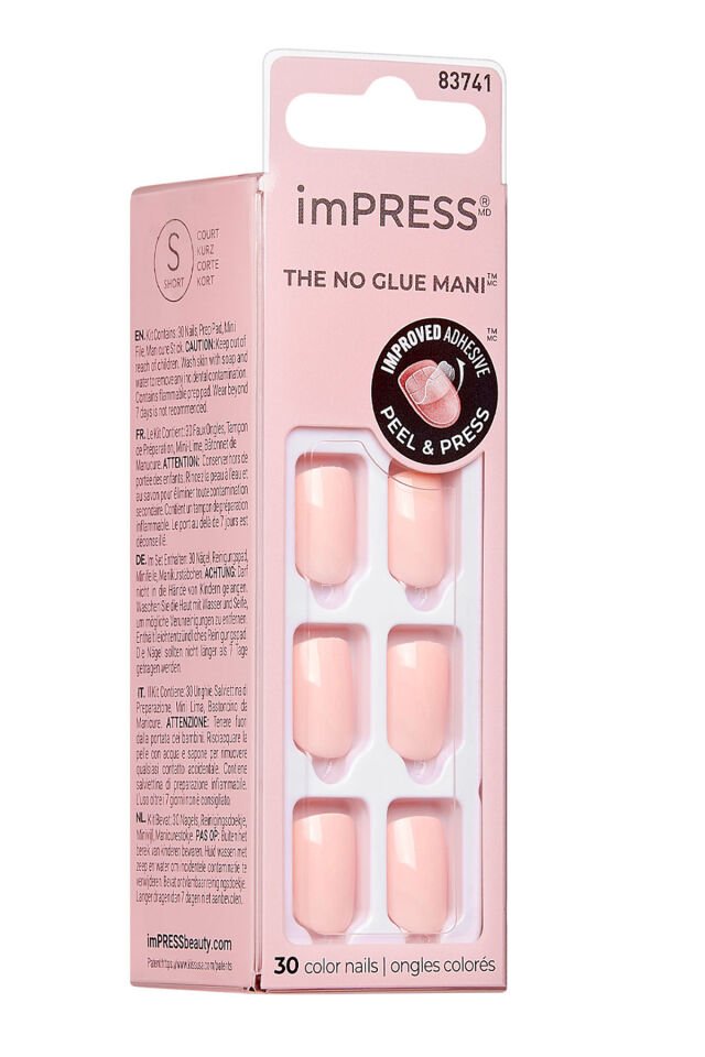 Kendinden Yapışkanlı Takma Tırnak Kısa Parlak Açık Pembe