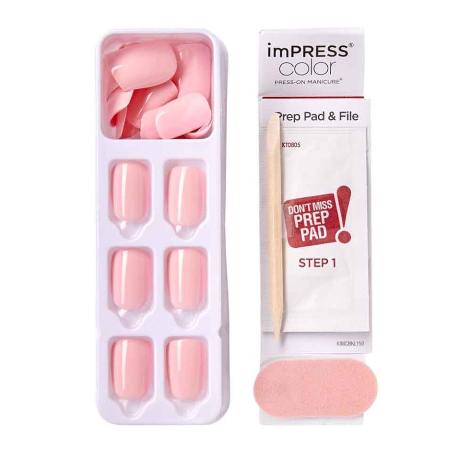 Kendinden Yapışkanlı Takma Tırnak Kısa Parlak Açık Pembe