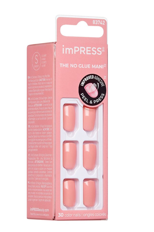 Kendinden Yapışkanlı Takma Tırnak Kısa Parlak Şeker Pembe