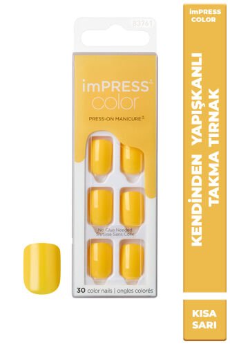 İmpress  Color Kendinden Yapışkanlı Takma Tırnak Kısa Sarı