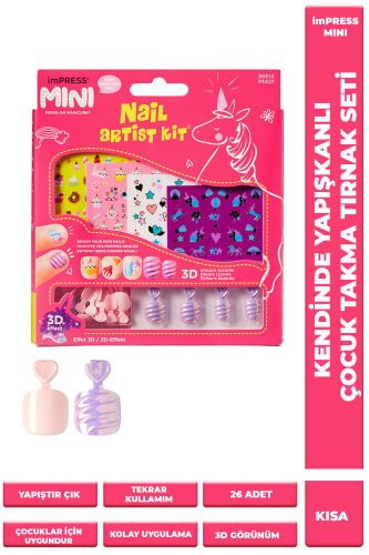Çocuk Takma Tırnak Seti | Kendinden Yapışkanlı Mini Nail Art