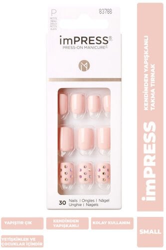 İmpress Kendinden Yapışkanlı Takma Tırnak Kısa Pudra Taşlı