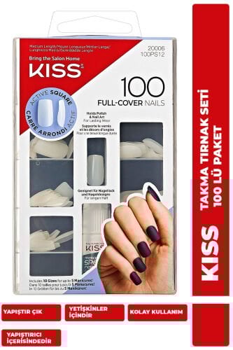 Kiss Renksiz Takma Tırnak Seti Yapıştırıcılı 100lü Paket