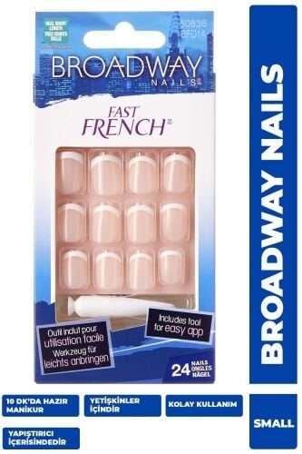 Broadway Kiss Takma Tırnak  French Kısa Pembe French
