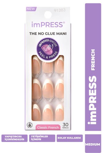 imPRESS Kendinden Yapışkanlı Takma Tırnak Uzun Oval French