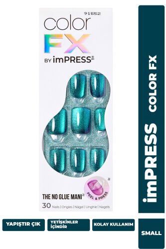 imPRESS Color FX Kendinden Yapışkanlı Takma Tırnak Kısa Yeşil Mor