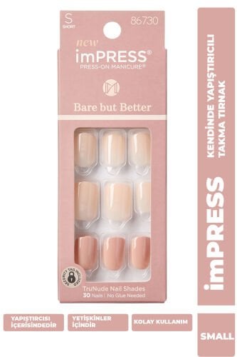 imPRESS Kendinden Yapışkanlı Takma Tırnak Kısa Nude Kahverengi