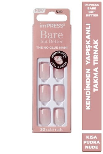 imPRESS Kendinden Yapışkanlı Takma Tırnak Kısa Pudra Ombre