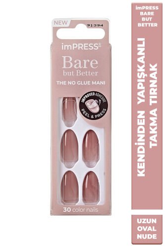 imPRESS Kendinden Yapışkanlı Takma Tırnak Oval Uzun Nude Ombre