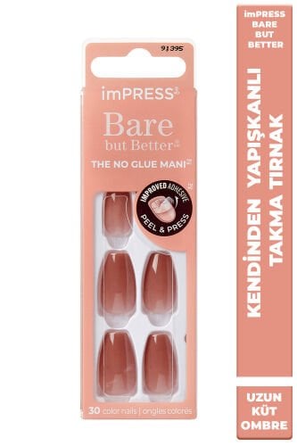 imPRESS Kendinden Yapışkanlı Takma Tırnak Küt Uzun Nude Ombre