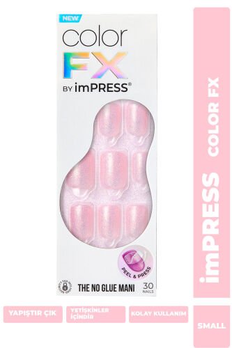 imPRESS Color FX Kendinden Yapışkanlı Takma Tırnak Kısa Pembe Simli
