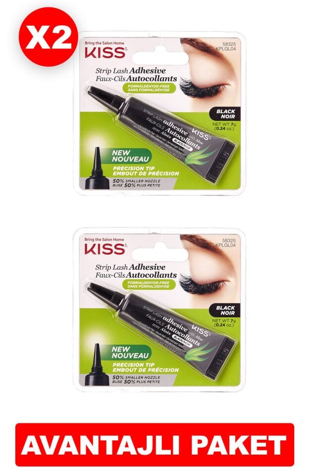 Kiss Bütün Takma Kirpik Yapıştırıcısı Siyah | Güçlü ve Kalıcı Tutuculuk Avantajlı Paket X 2 adet Siyah