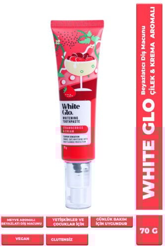 White Glo  Glutensiz Vegan Diş Macunu Çilek ve Krema Aromalı 70 G