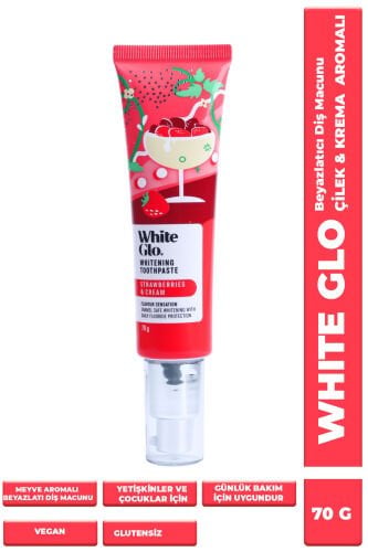 White Glo  Glutensiz Vegan Diş Macunu Çilek ve Krema Aromalı 70 G