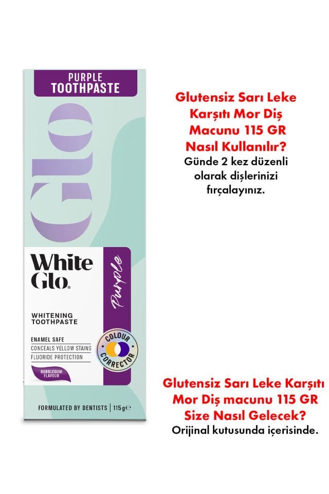 Glutensiz Sarı Leke Karşıtı Mor Diş Macunu 115 GR