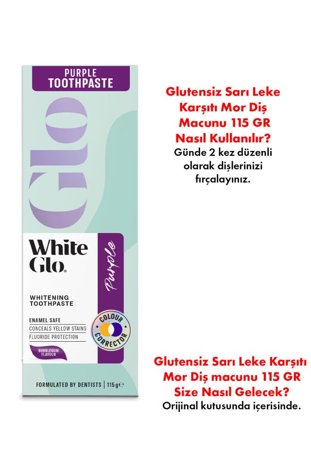 Glutensiz Sarı Leke Karşıtı Mor Diş Macunu 115 GR