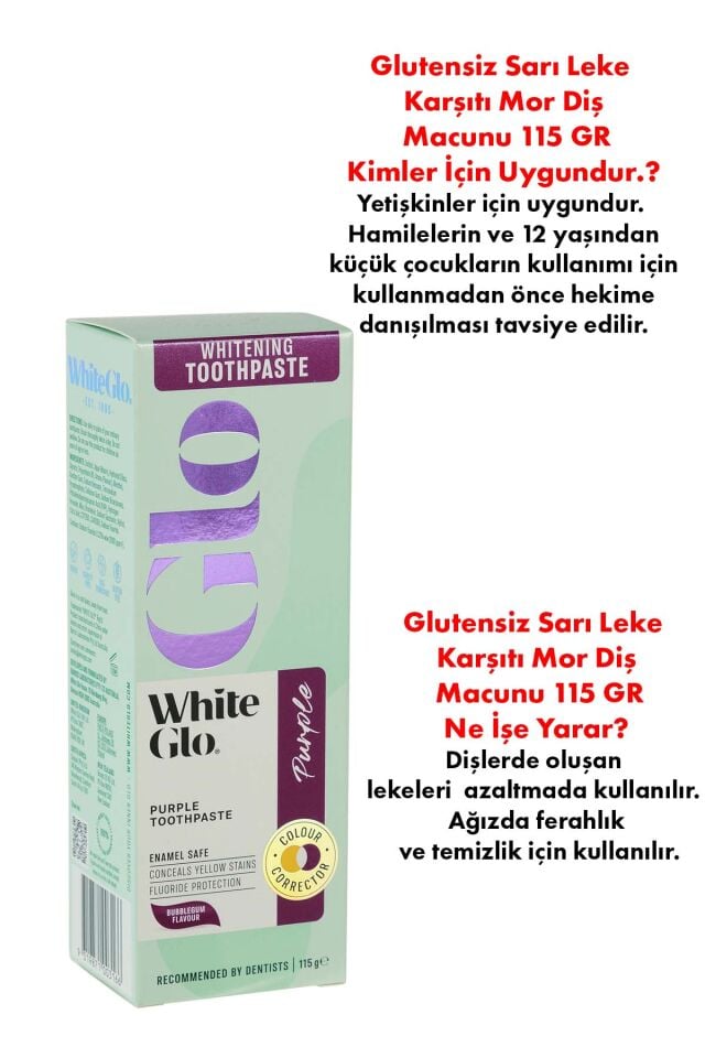 Glutensiz Sarı Leke Karşıtı Mor Diş Macunu 115 GR