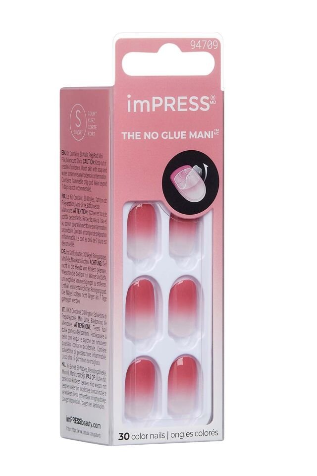 Kendinden Yapışkanlı Takma Tırnak Kısa Ombre Pembe
