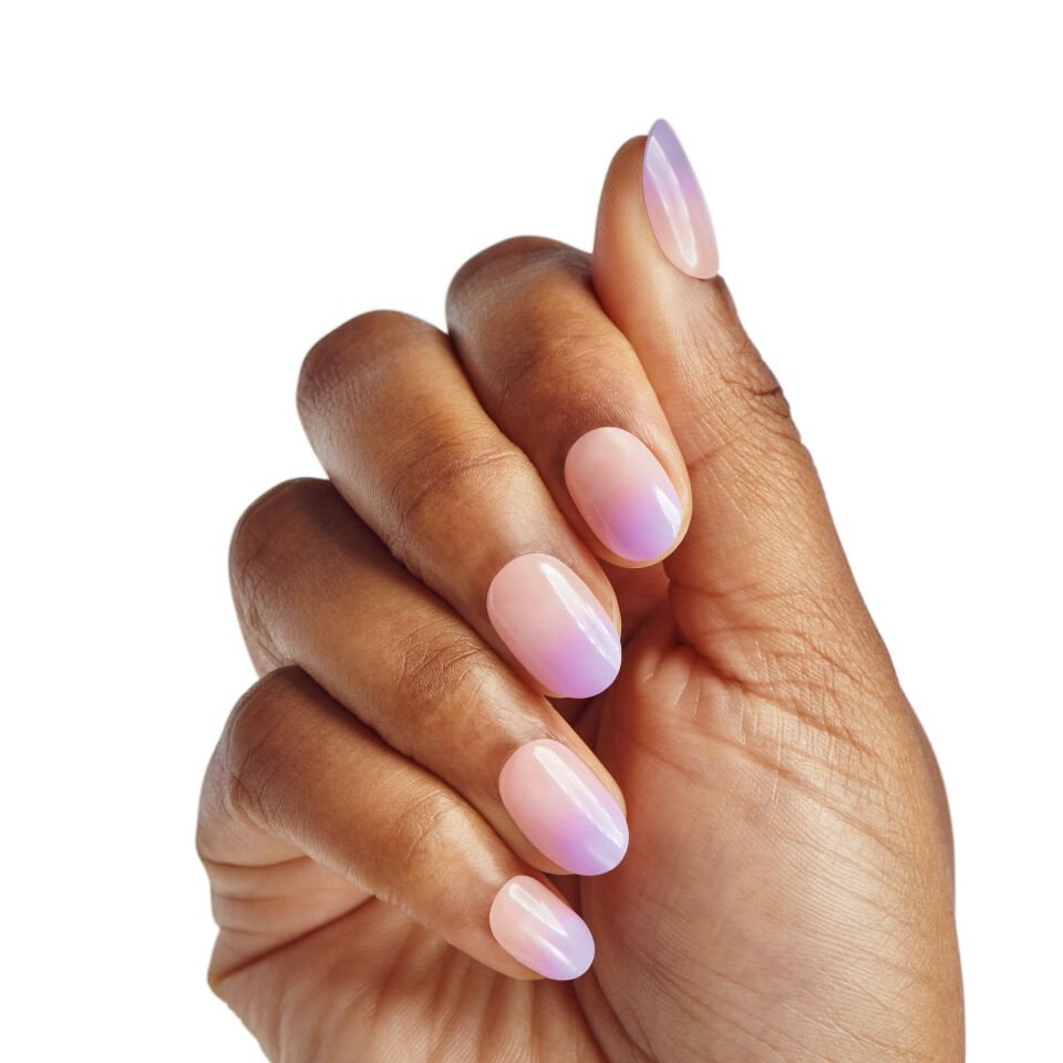 Kendinden Yapışkanlı Takma Tırnak Kısa Ombre Mor